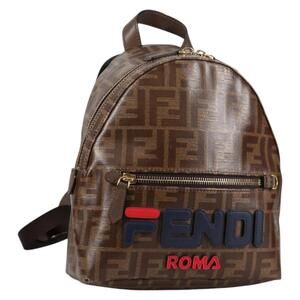 FENDI Zucca Canvas Backpack Pvc Fila Collaboration Brown Gold